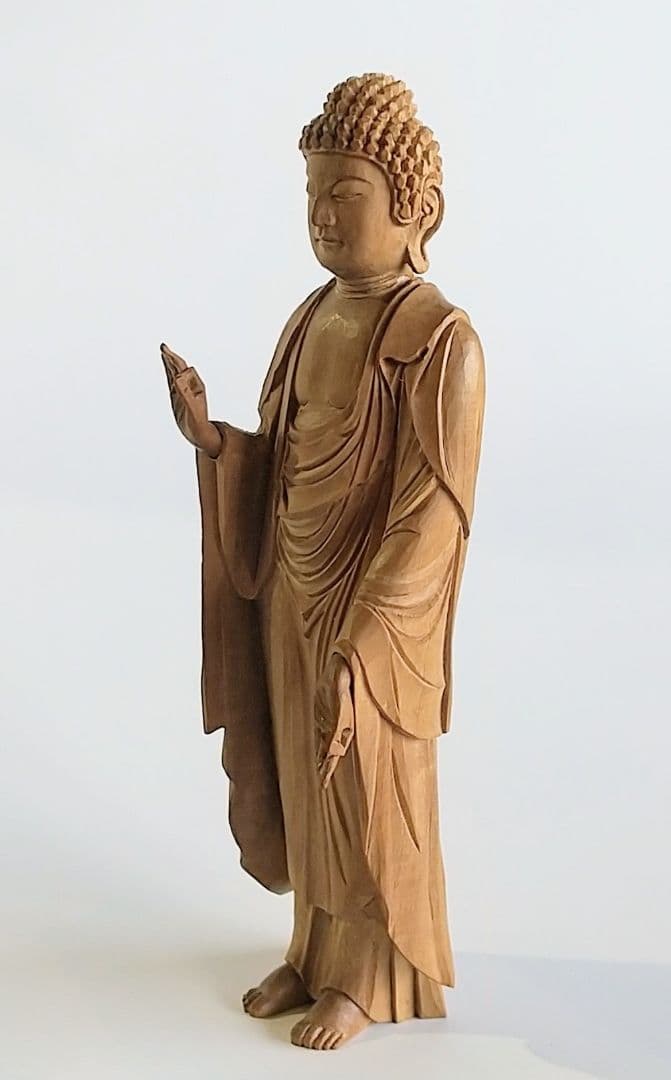 阿弥陀如来立像 4寸 像のみ #657 ◇白檀 木彫 仏像