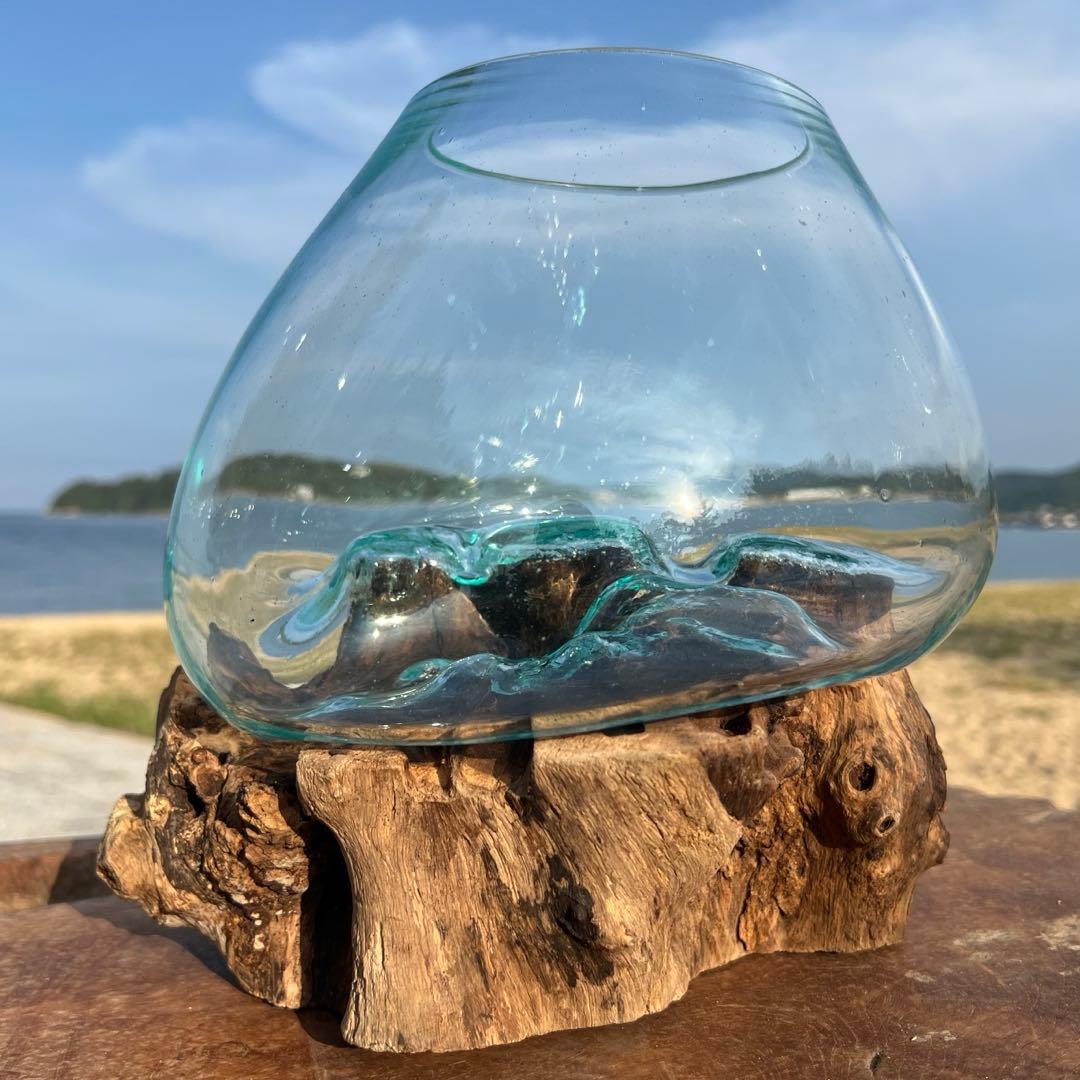 流木ガラスオブジェ特大F 花瓶 金魚鉢 テラリウム フラワーポット 水槽