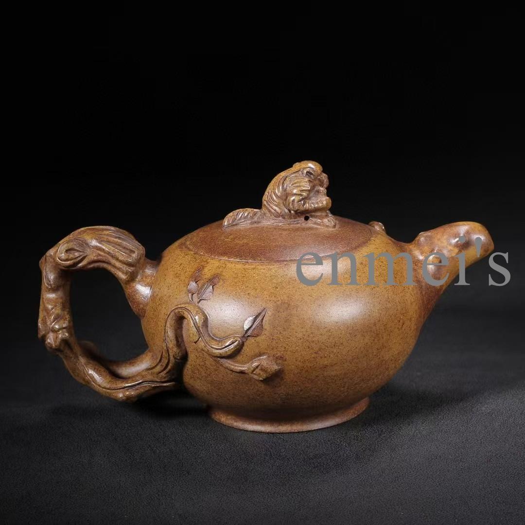 中国紫砂壺 母子獅子彫刻茶壺 底款 蒋蓉 原鉱段泥 急須