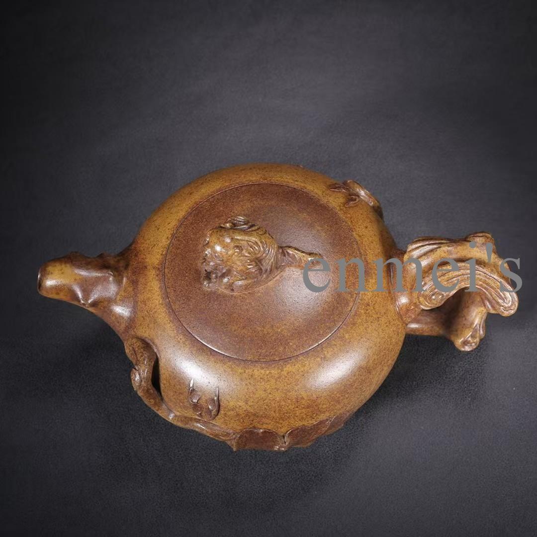 中国紫砂壺 母子獅子彫刻茶壺 底款 蒋蓉 原鉱段泥 急須