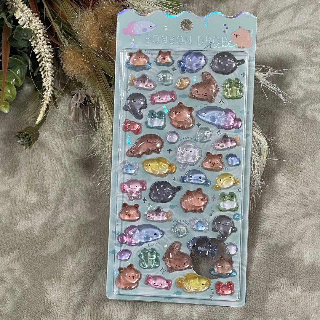 ひ*。様 水族館限定 クーリア 正規品 ボンボンドロップシール 4枚