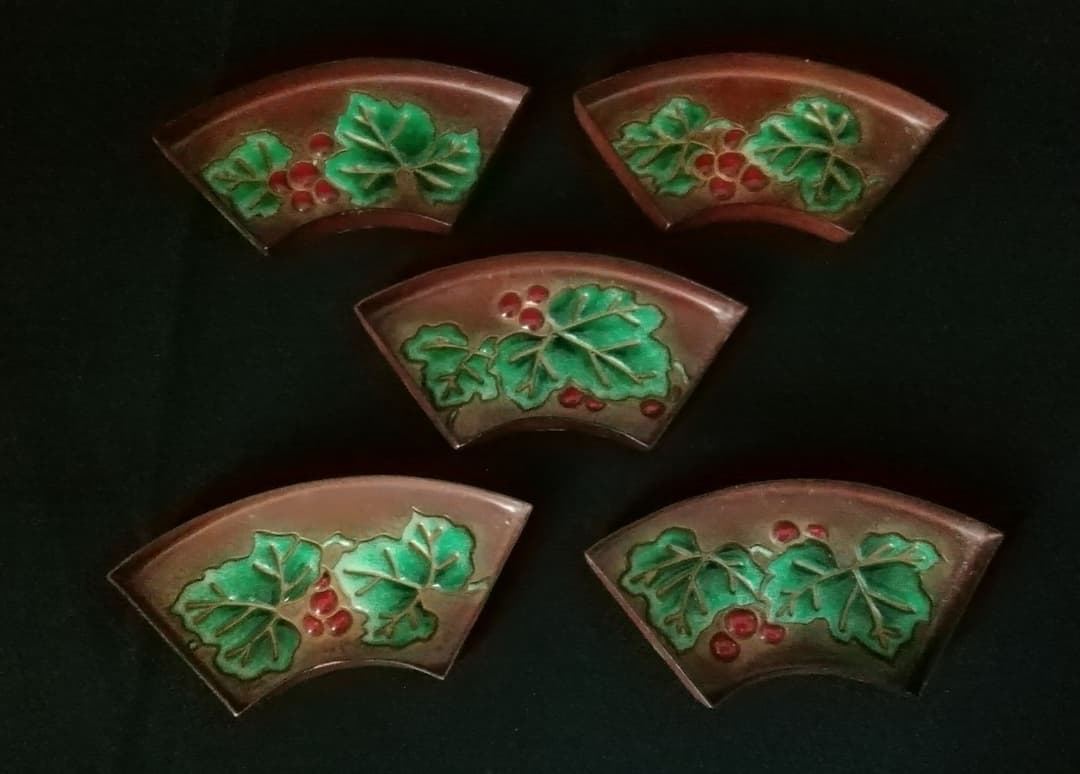 逸品 珍品 安藤七宝B 銅製 槌起七宝 盆 小物入れ 銘々皿 和骨董