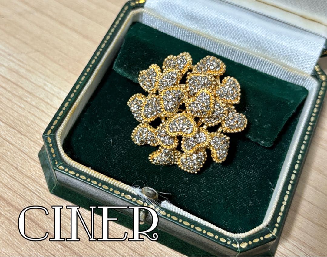 Ciner ヴィンテージ ゴールド ハート ストーン ブローチ - メルカリ