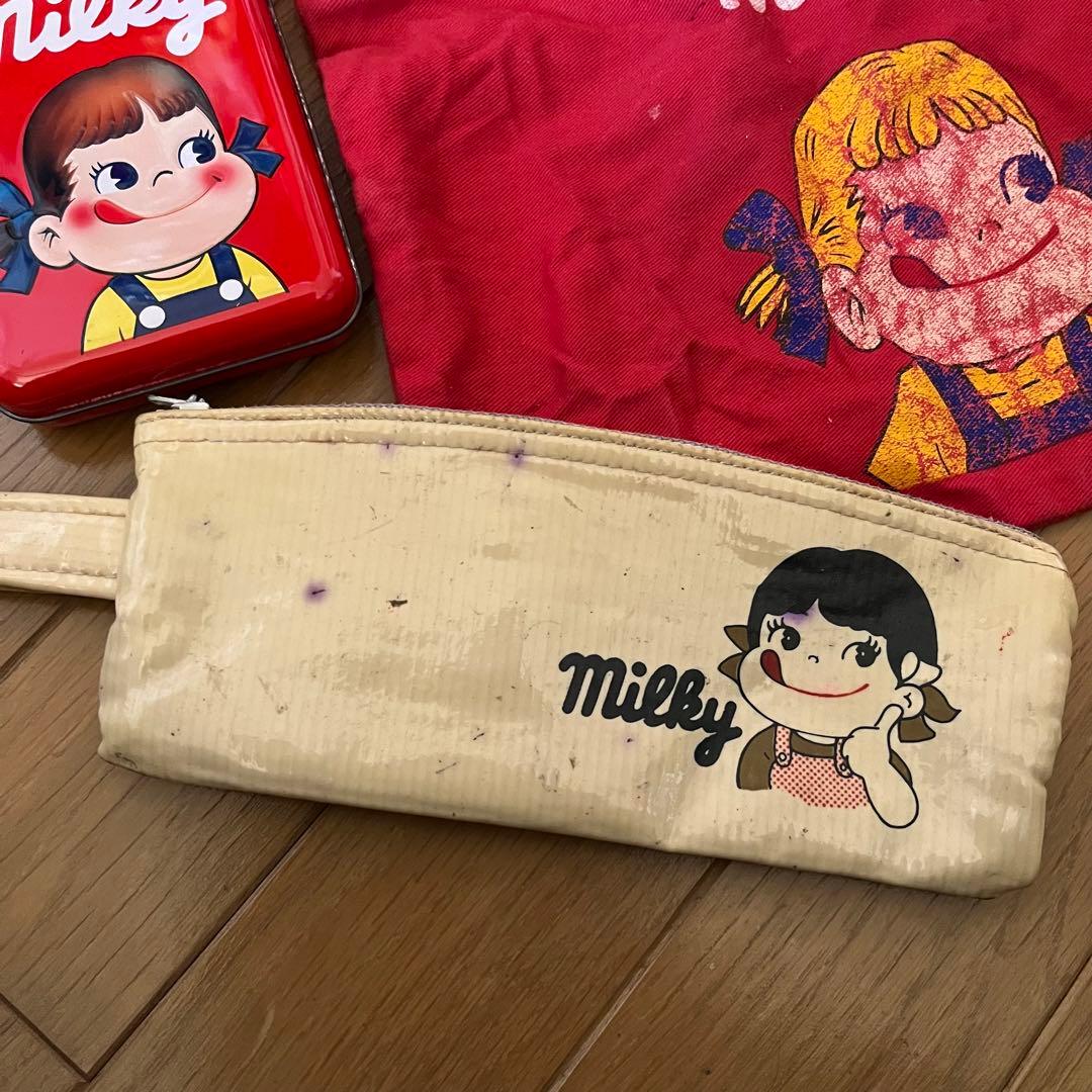 ペコちゃん　レトロ　ブリキ　空缶　紙袋　ポーチ