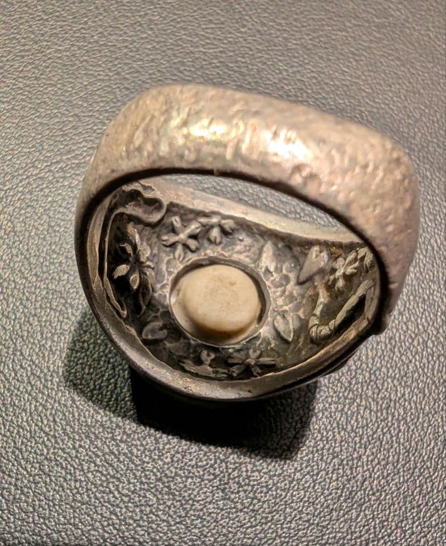 スカルリング 薩摩ボタン 日本製 和柄シルバー 925 14~14.5号