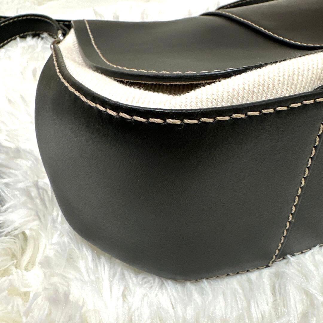 【美品】GIANNI CHIARINI ショルダーバッグ ブラック×ベージュ