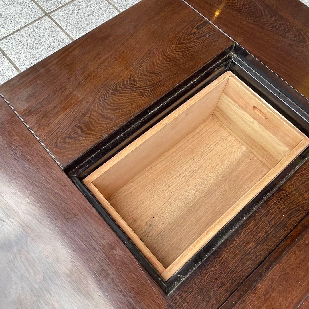 年代物 鉄刀木（タガヤサン）総無垢 関西火鉢 4尺 机 テーブル 和室 和風