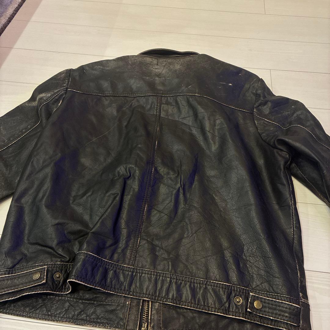 ヴィンテージ レザージャケット ブラック 本革 バイカー タロンジップ