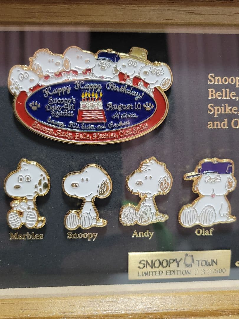 スヌーピータウン バースデイ記念フレーム ピンバッジセット限定500