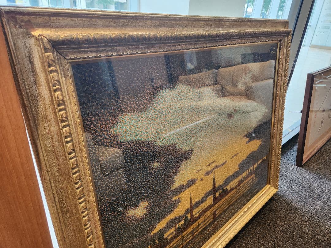 貴重・大型】点描画 アート作品 額縁付き