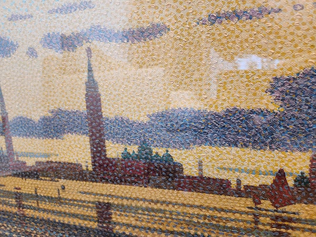 【貴重・大型】点描画 アート作品 額縁付き