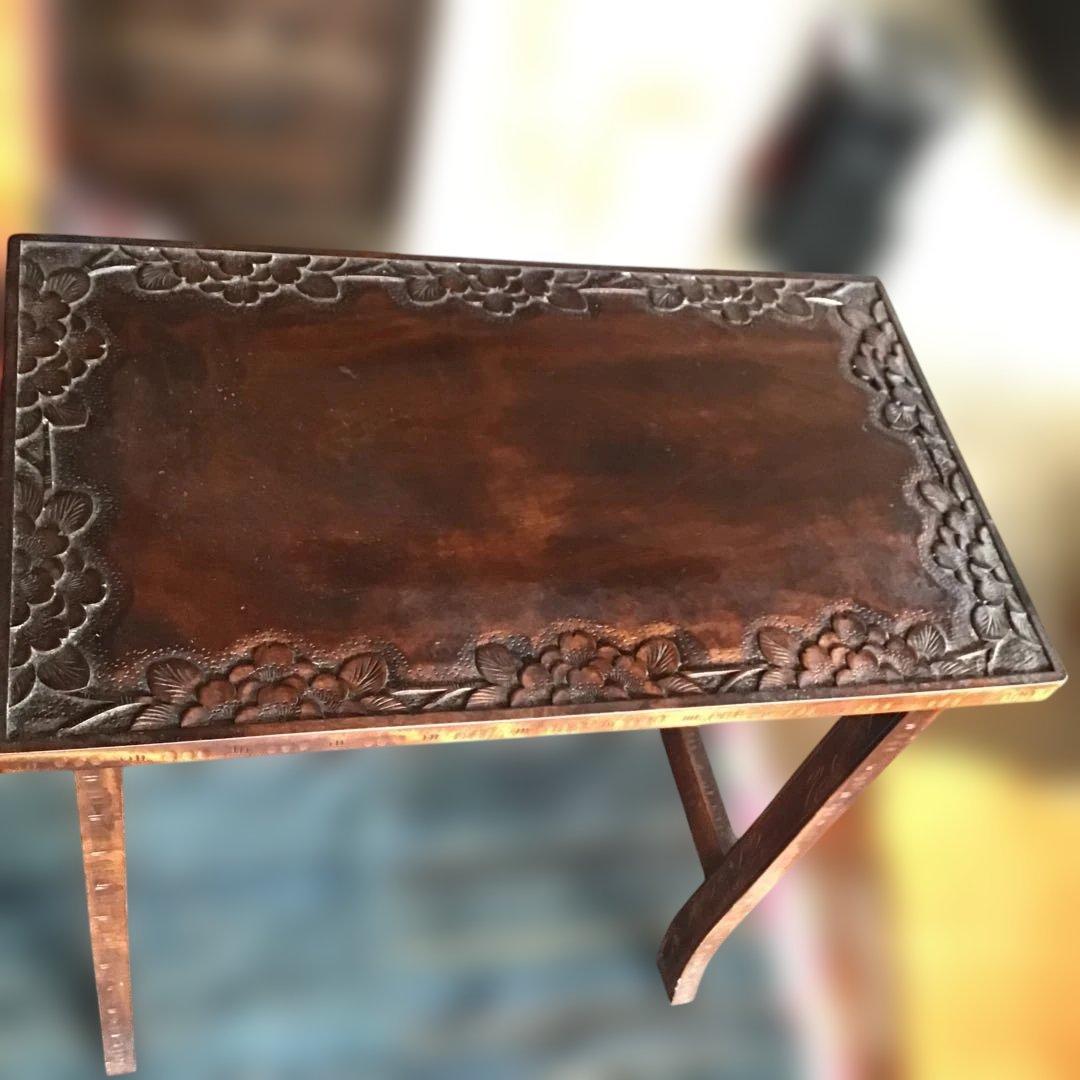 アンティーク軽井沢彫り 櫻 花台 家具 収納