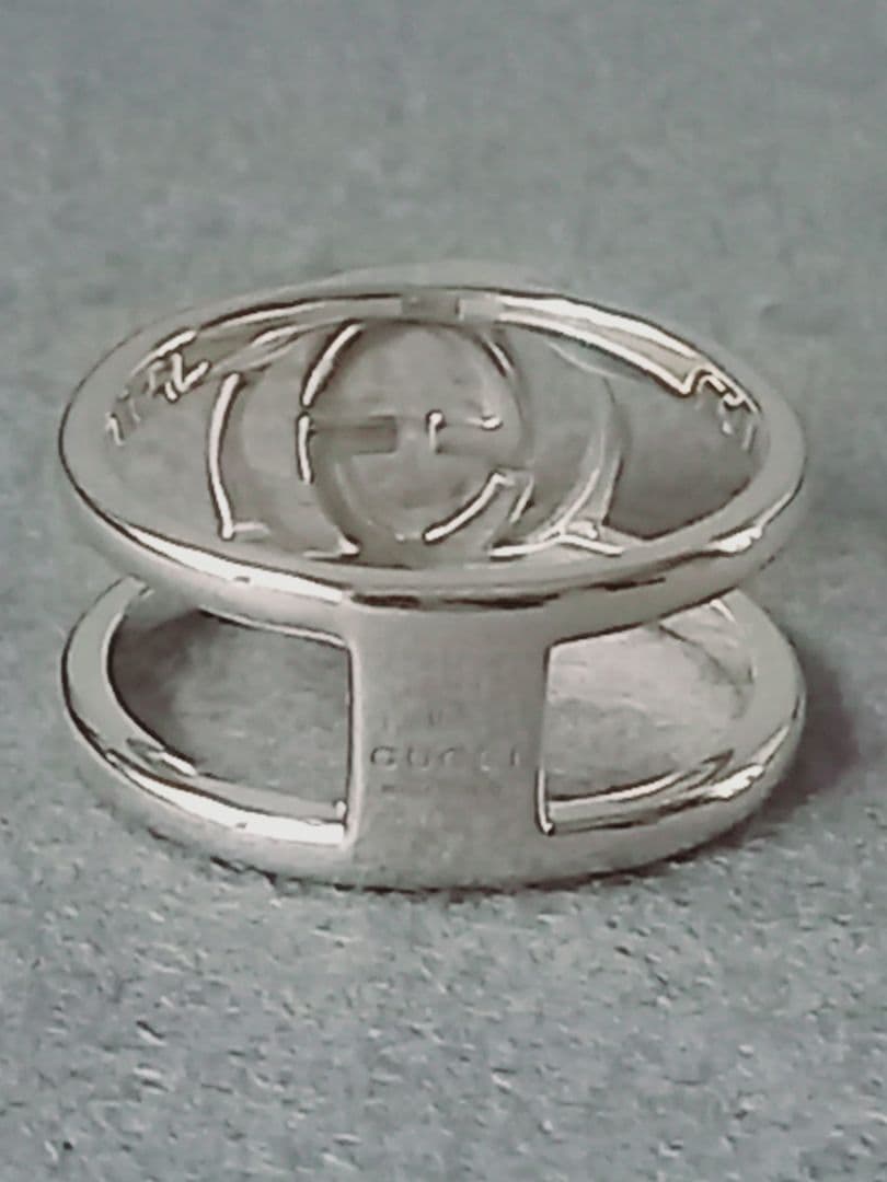 美品 GUCCI グッチ インターロッキング ダブルG オープンリング