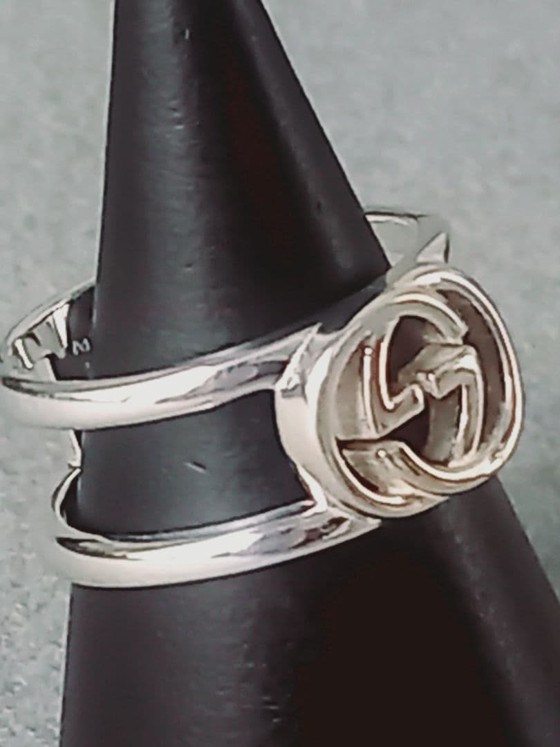 美品 GUCCI グッチ インターロッキング ダブルG オープンリング