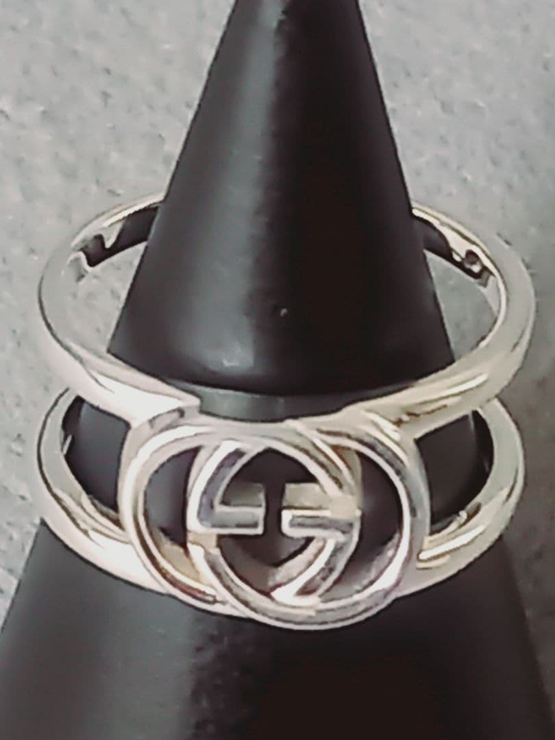 美品 GUCCI グッチ インターロッキング ダブルG オープンリング