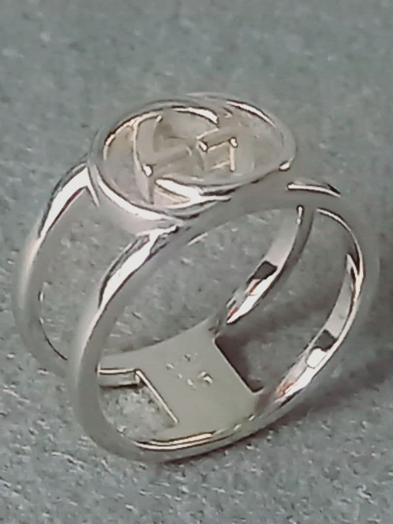 美品 GUCCI グッチ インターロッキング ダブルG オープンリング