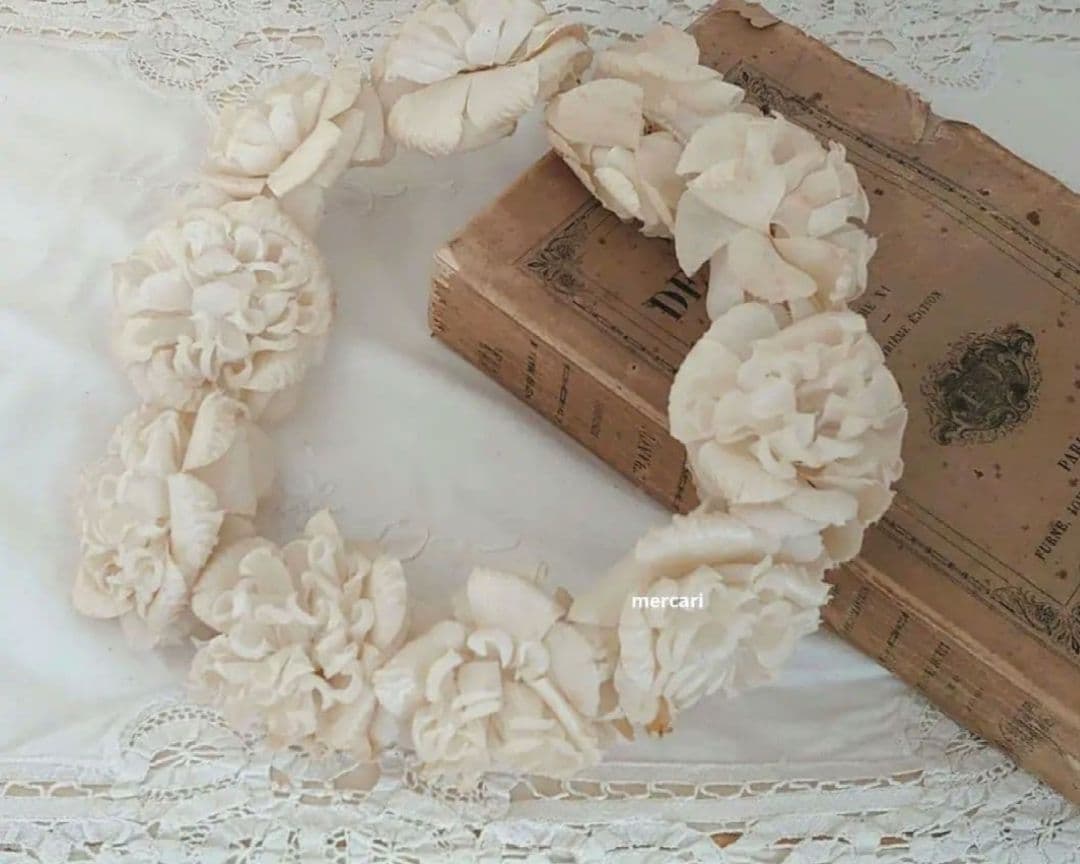 フランス製 アンティーク 初聖体のオモニエール シルクリボンとレース