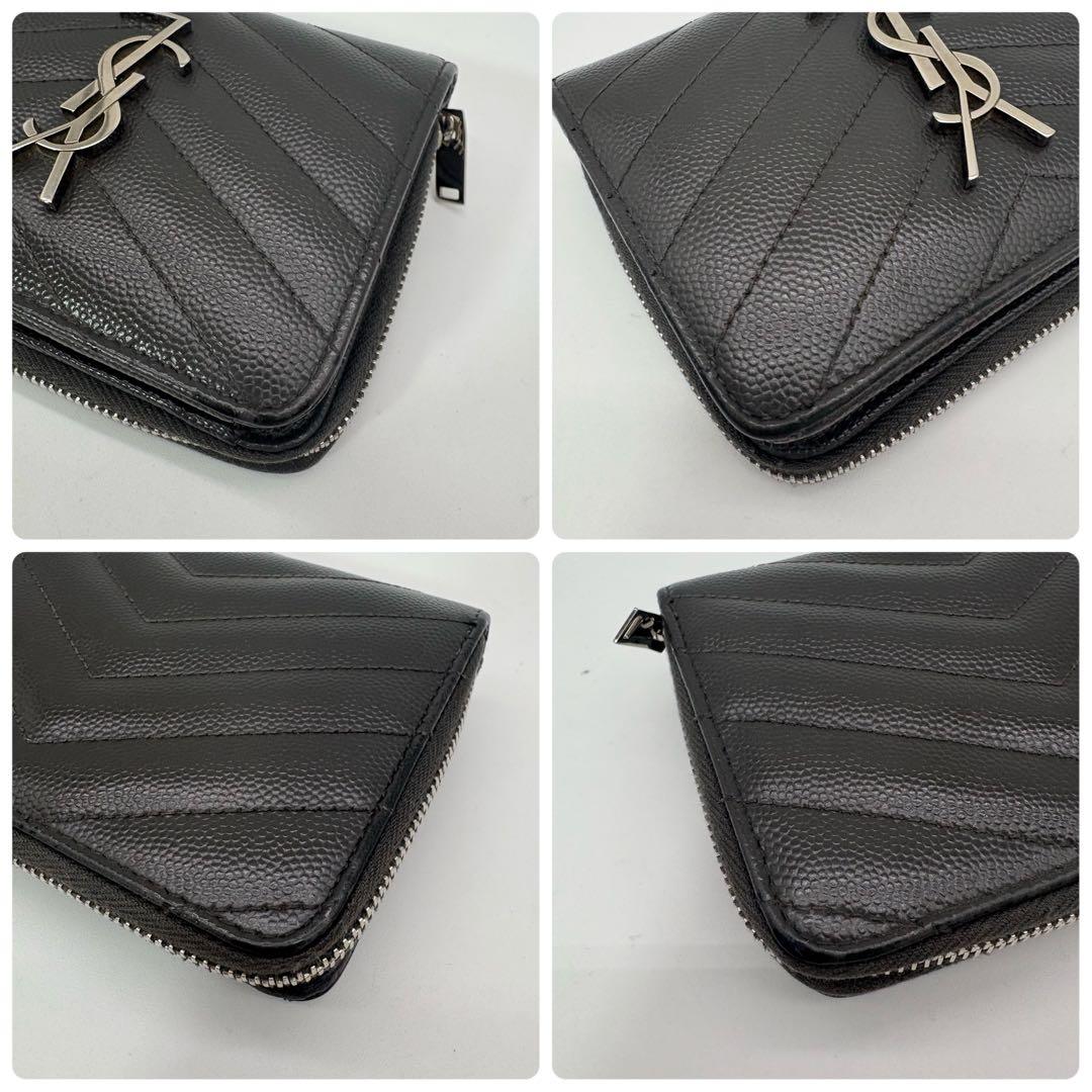 大人気✨】 イヴサンローラン 三つ折り財布 二つ折り キャビアスキン YSL