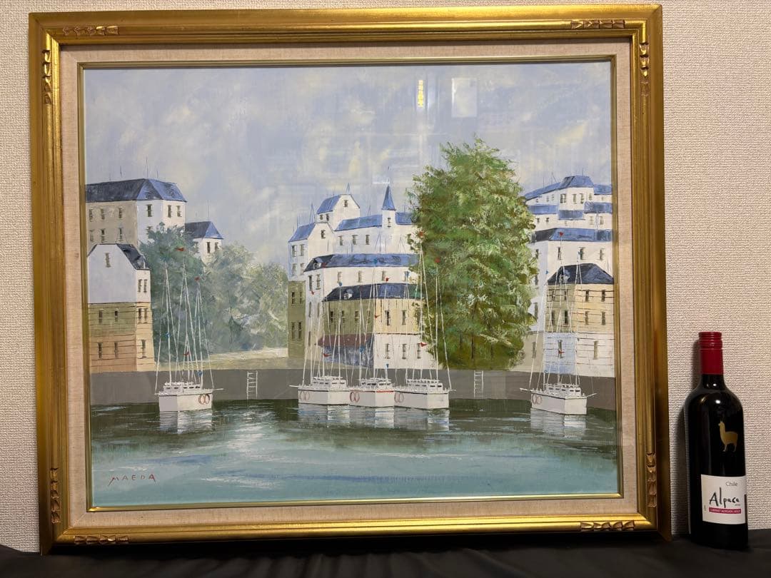 前田忠雄　河畔の風景　F20