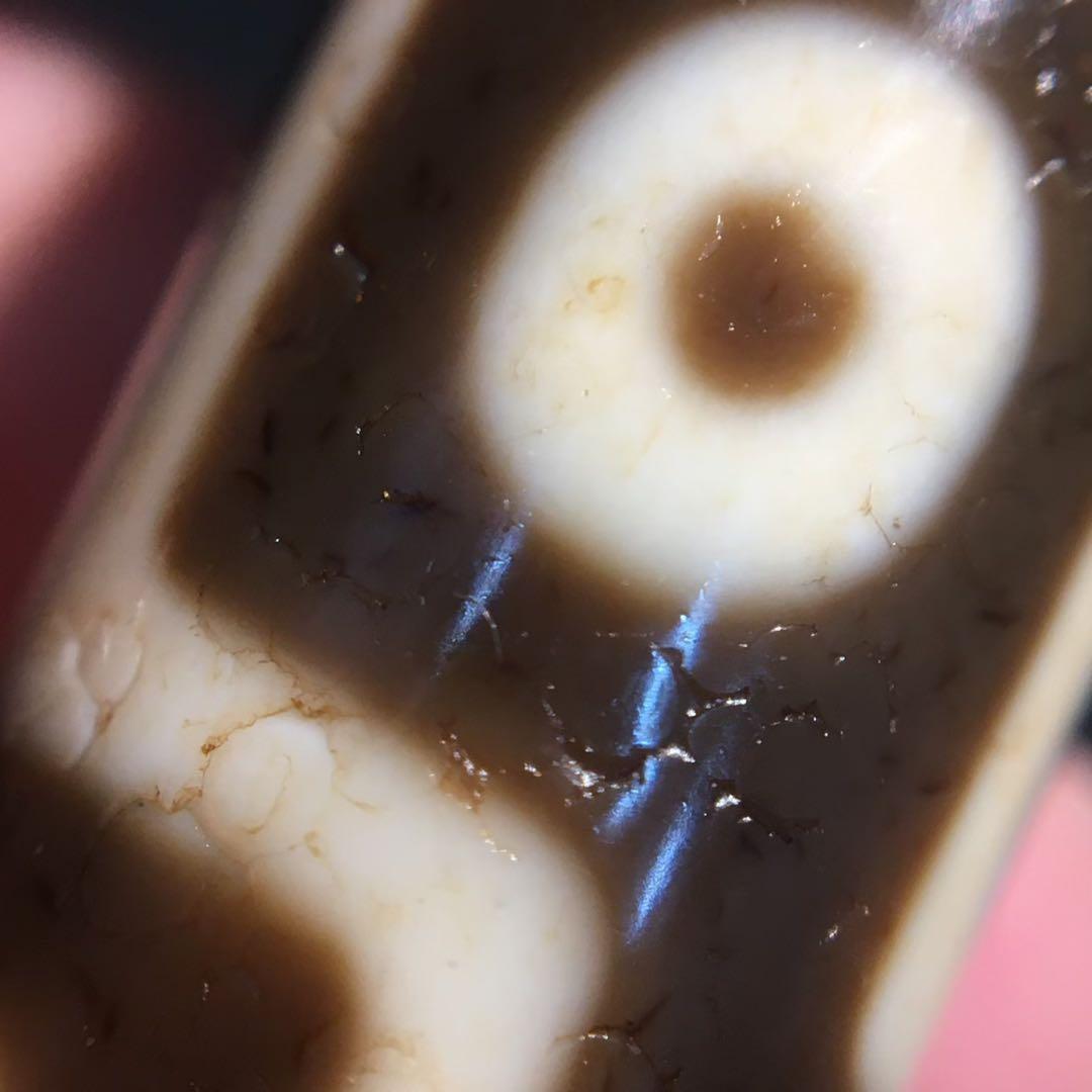 古法折線九眼天珠 希少 天珠 瑪瑙 茶 ビーズ 開運 魔除け 根付