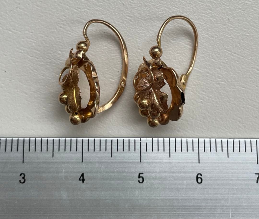 フランス アンティーク ジュエリー ピアス ドルムーズ 18k ヴィンテージ