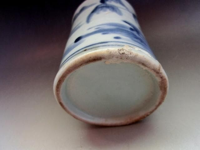 徳利□蛸唐草紋古伊万里染付山水図小徳利(江戸後期)古い