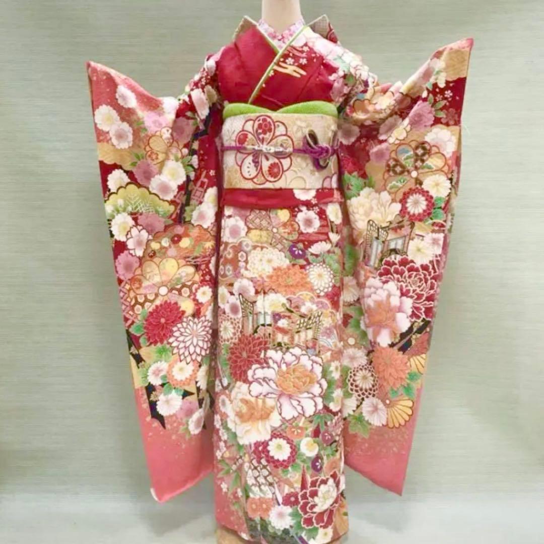 振袖フルセット 手描き総柄友禅 本物志向の方に 古典柄 作家 164/66.5