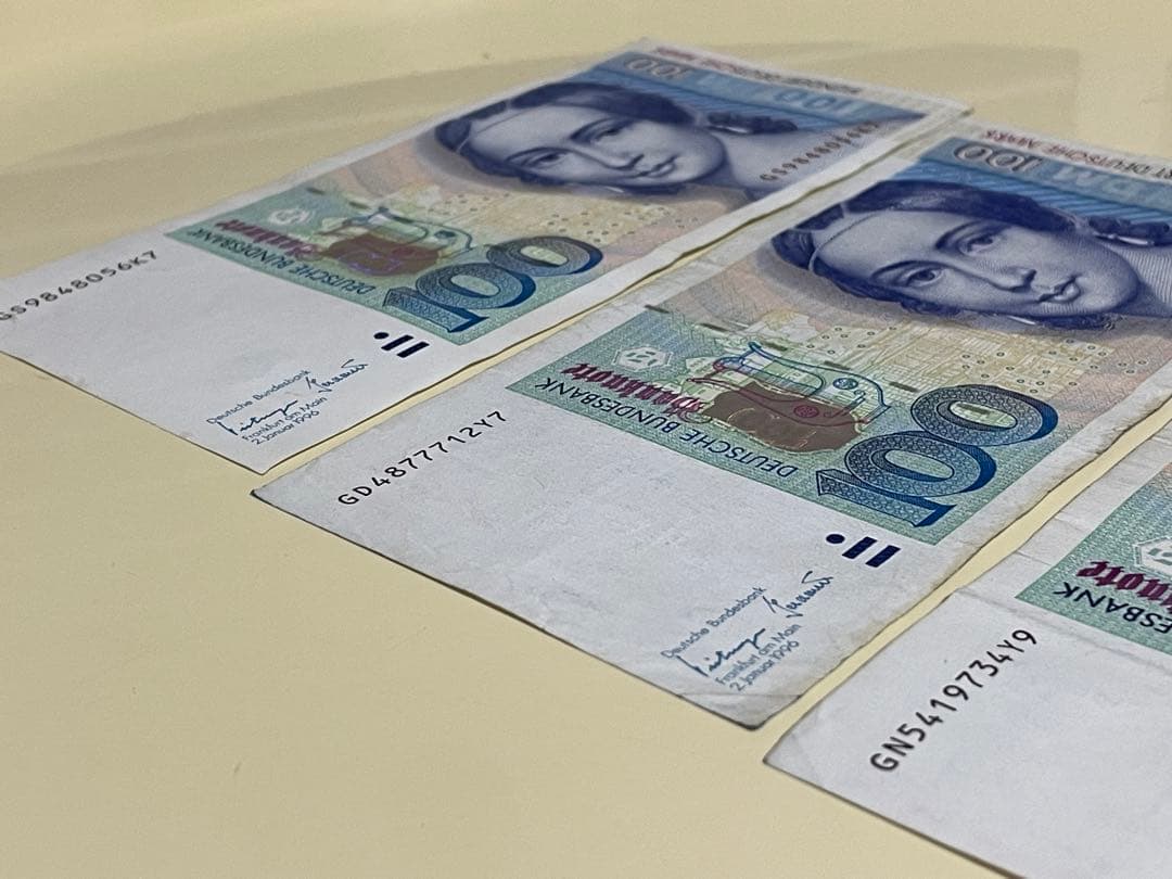 旧紙幣 ドイツ 100マルク ×3枚 1996年 希少 クララ・シューマン