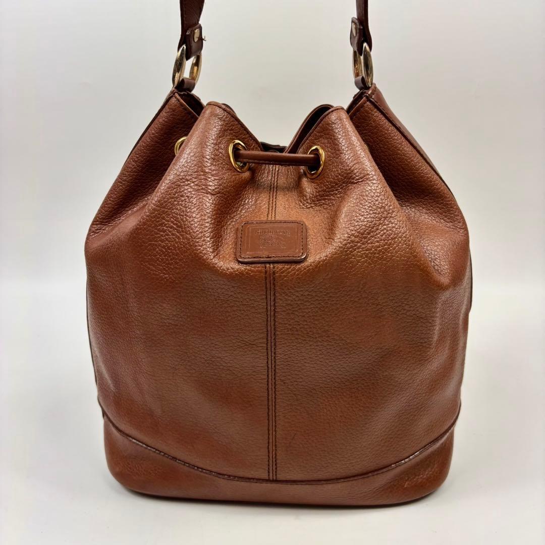 BURBERRY 巾着ショルダーバッグ ノバチェック シャドーホース 本革