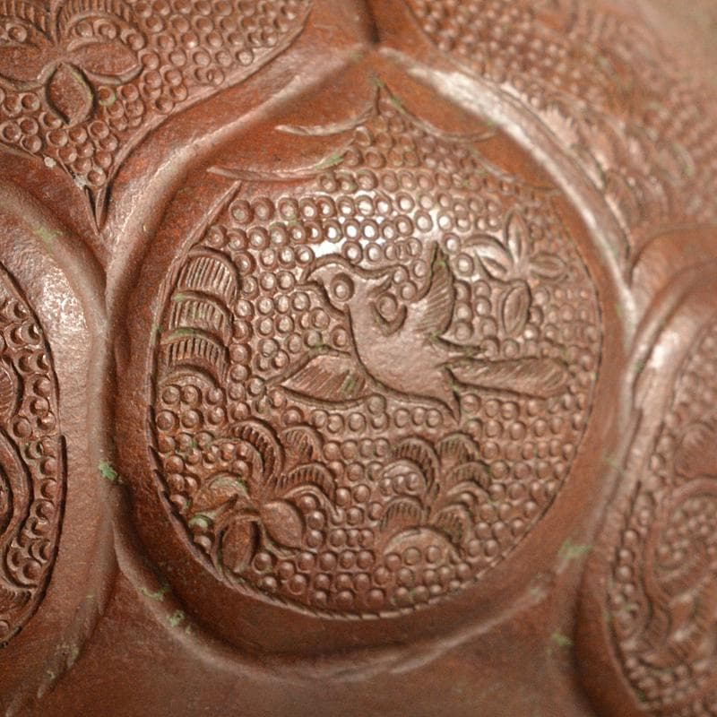 中国　古銅唐銅　鎚出　神獣文碗　C　7343E