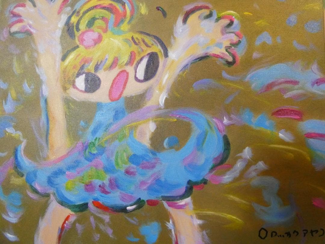 【限定値下げ】人物画　油絵　ロッカクアヤコ　F6号　女の子　額付き　手描き肉筆