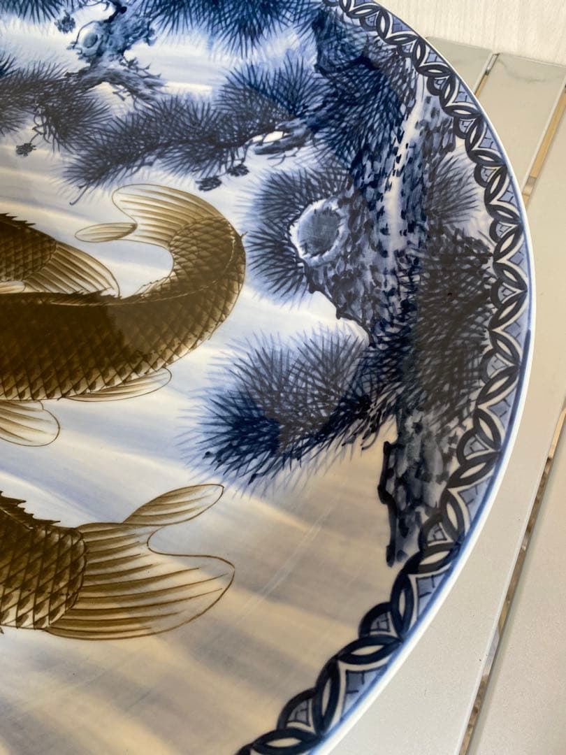 神右衛門 飾り皿 染付 鯉絵 古伊万里絵 大皿 伝統工芸 - メルカリ