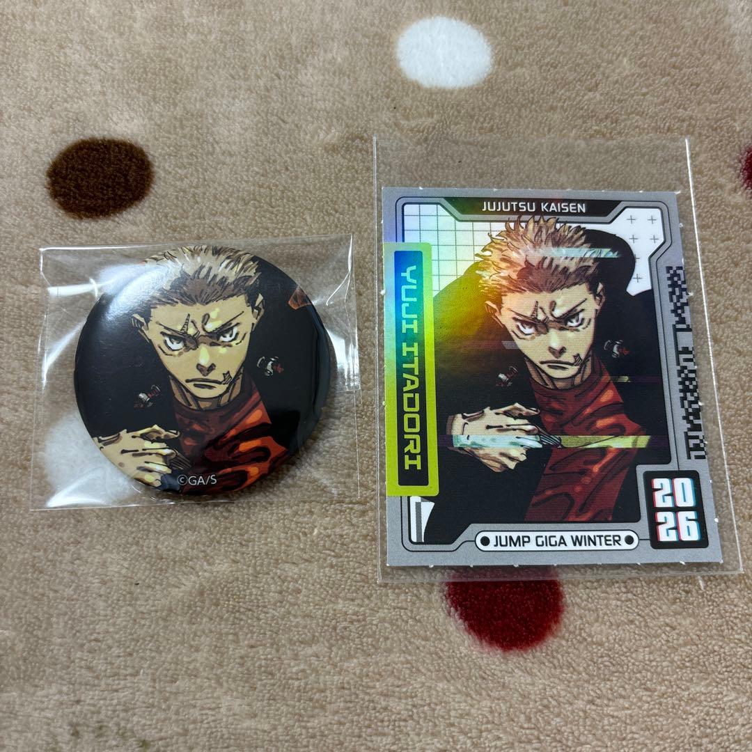虎杖悠仁 呪術廻戦 ジャンプGIGA WINTER 付録 缶バッジ ステッカー