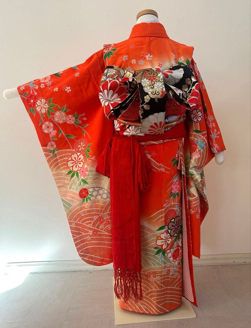 7歳　七五三　正絹着物　古典柄　帯　帯揚げ　帯締め　しごき　セット