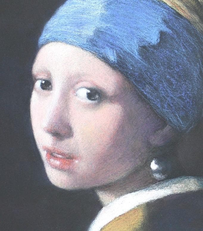 井上 司 フェルメール「青いターバンの少女」模写 パステル画 F8