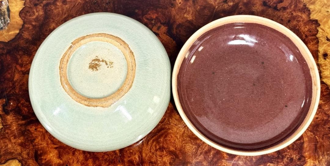 時代物 青磁刻輪花蓋物 捧合 約直径19cm 中国古玩 骨董古美術