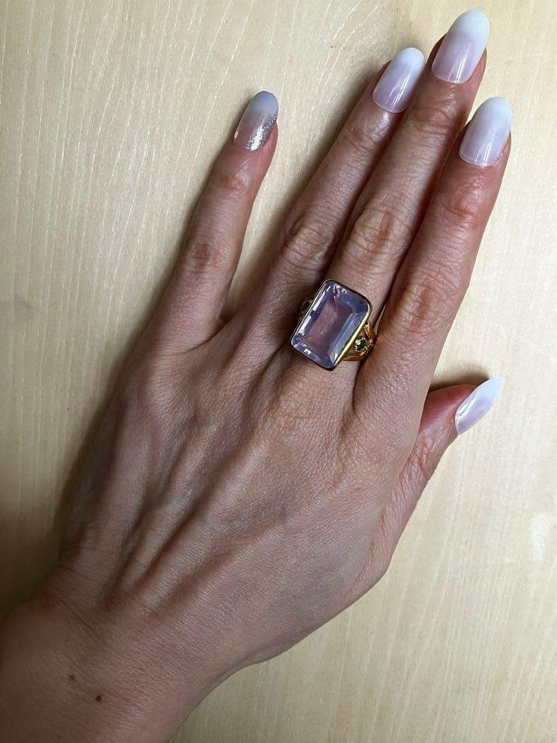 【超希少】26ct ラベンダークオーツリング指輪シルバーK18金ゴールド匿名配送