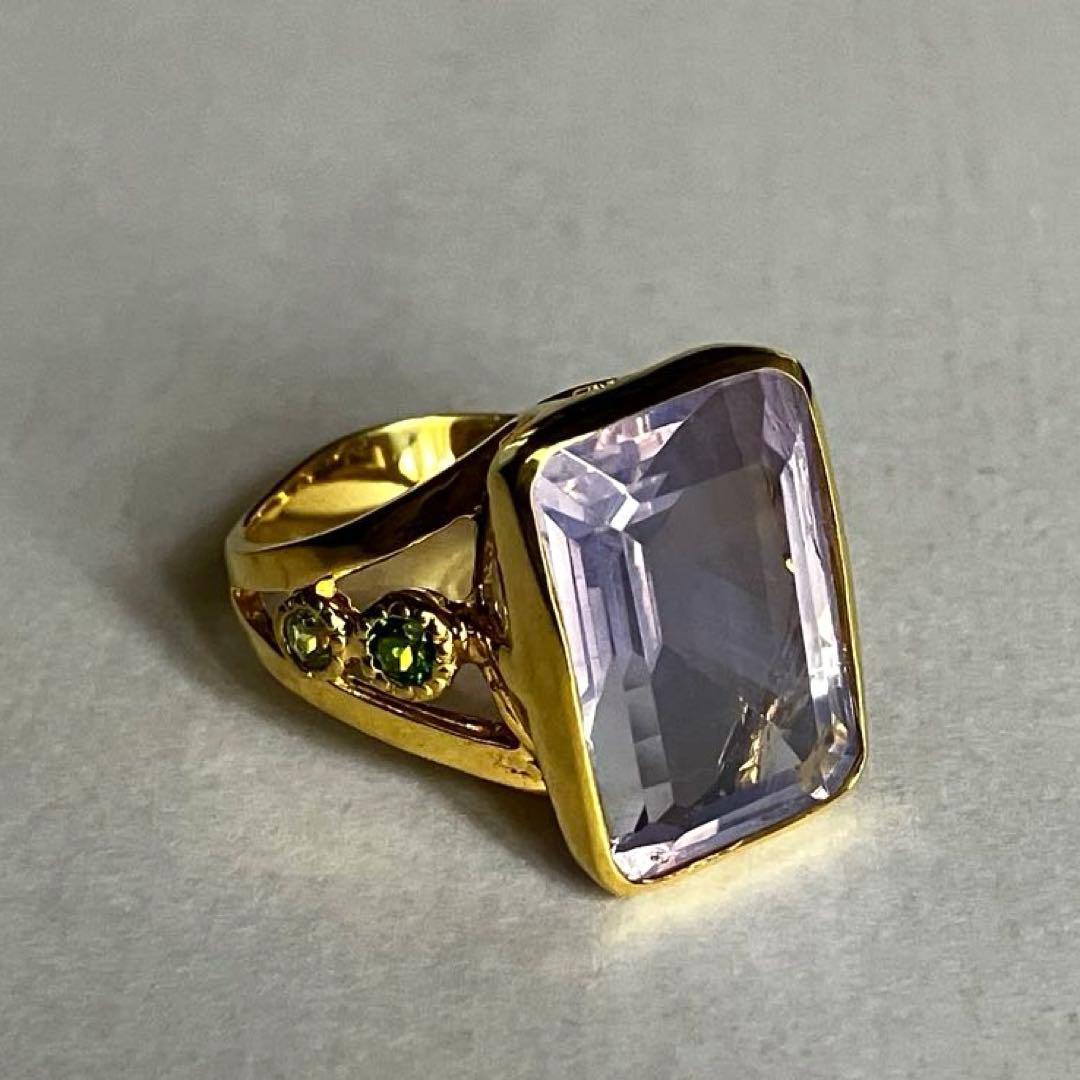 【超希少】26ct ラベンダークオーツリング指輪シルバーK18金ゴールド匿名配送