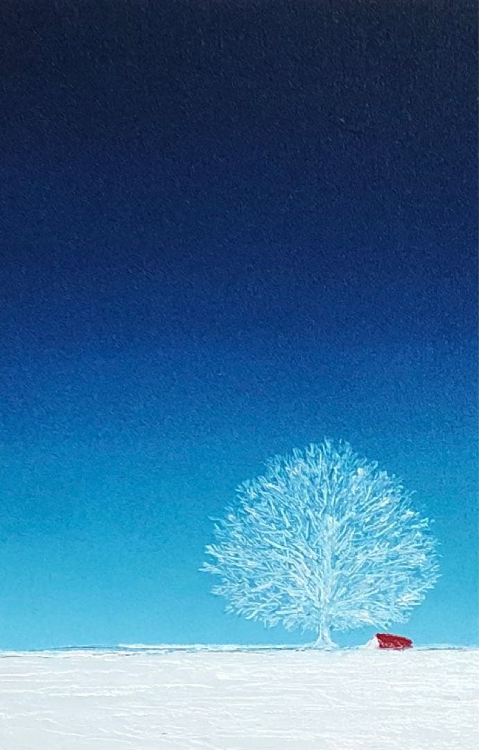 絵画 油絵 原画 一点物 夜 ブルー メルヘン 樹 隠れ家 プレゼント M8