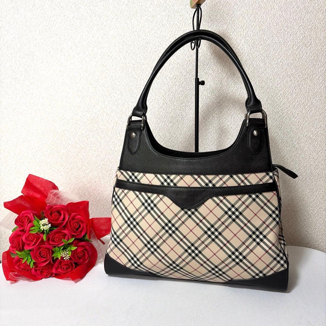 美品♡ BURBERRY バーバリー ノバチェック×レザー ハンドバッグ