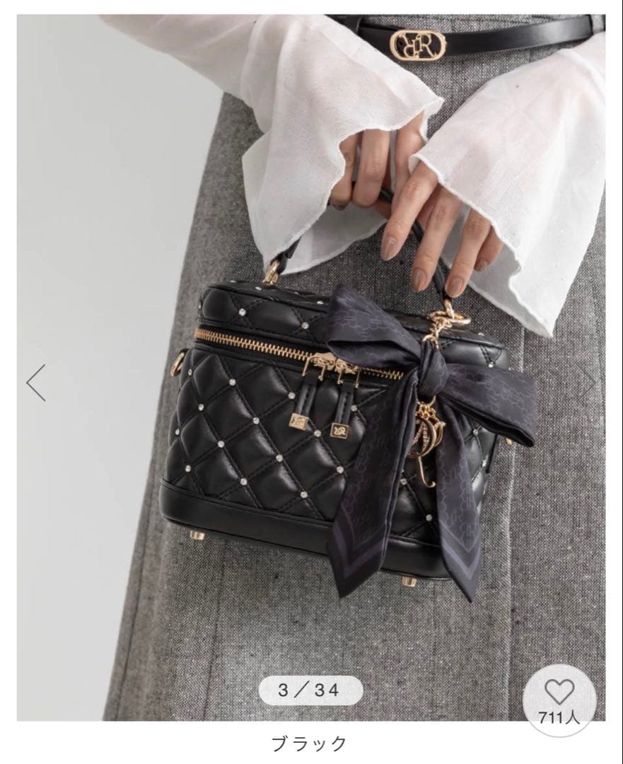 ランダ　2WAY リボンチャームキルティングバニティバッグ