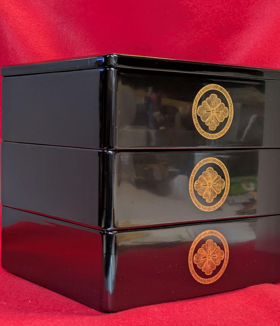 重箱/秋田県 伝統工芸品 川連漆器 三段重/天然木 本漆塗 三段 重箱