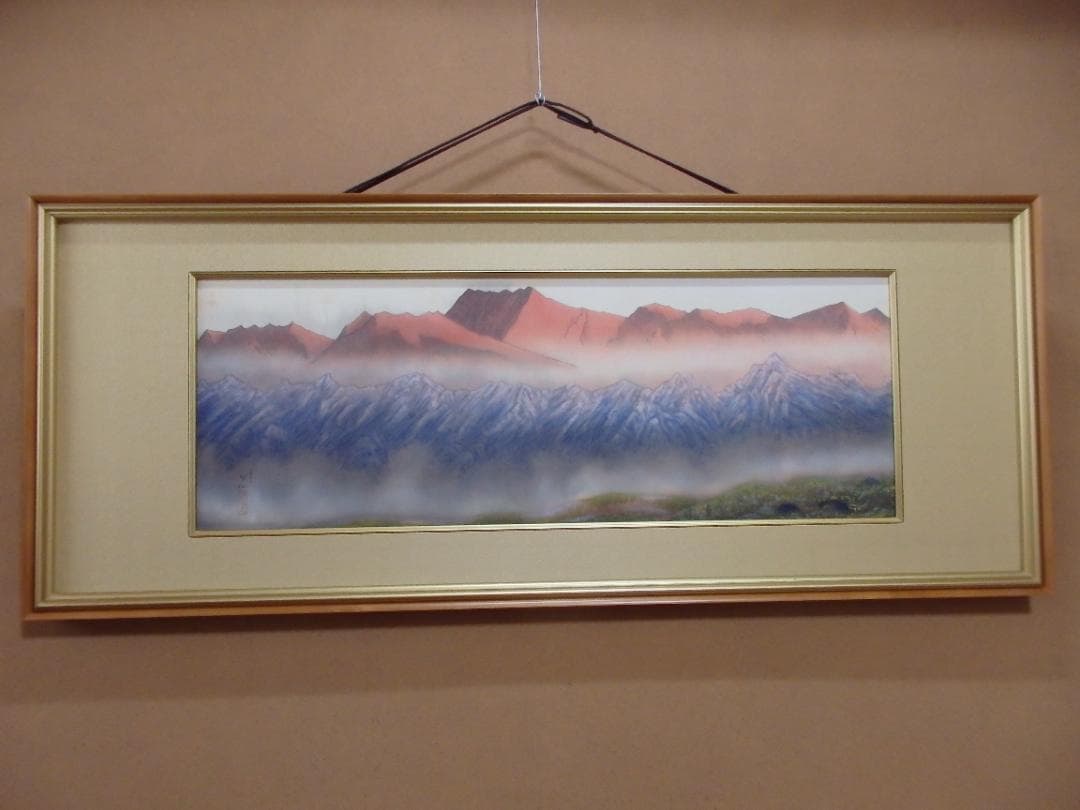 日本画家 吉原芳仙 『ヒマラヤの嶺』扁額/絹本 /1932年作 本物直筆保証