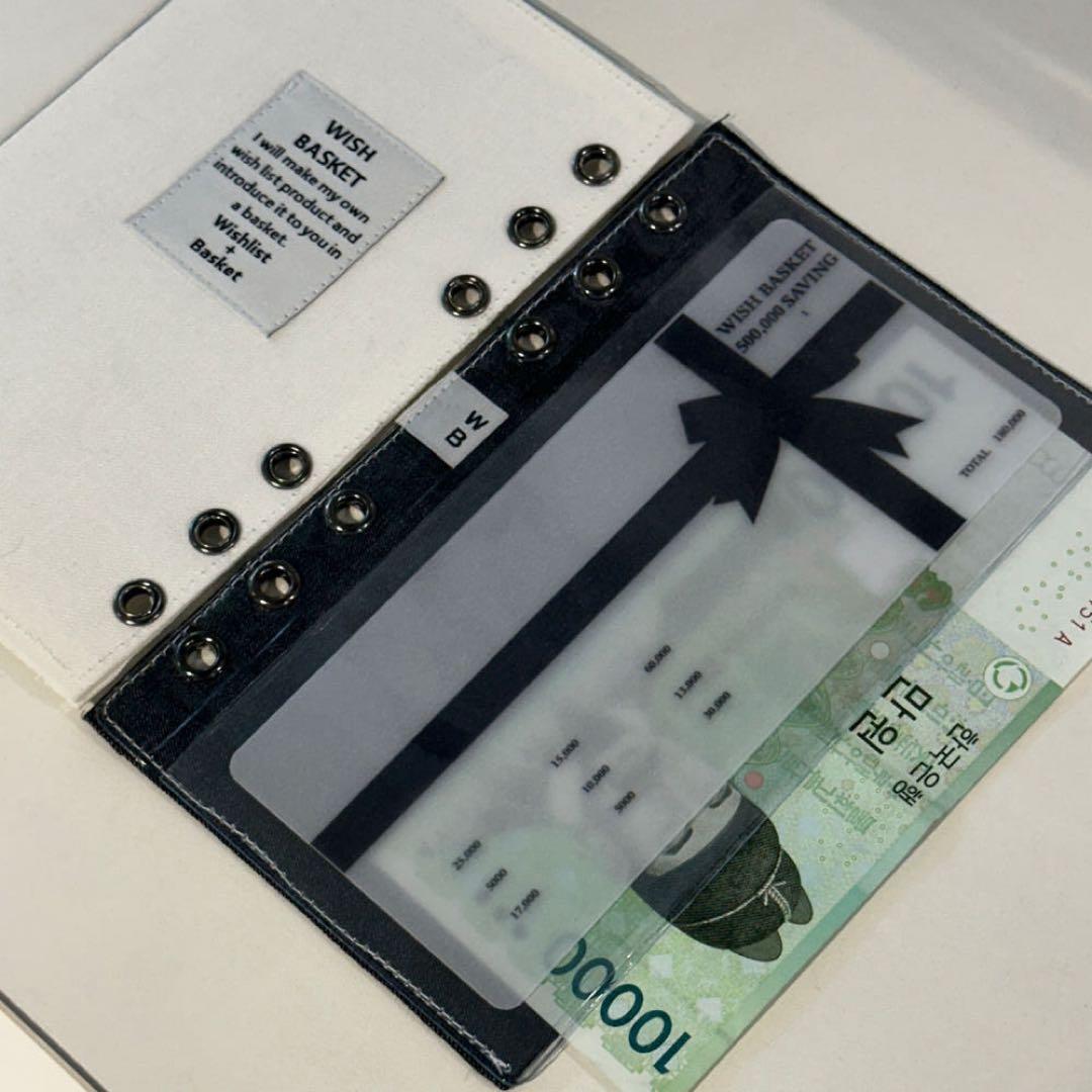 韓国 貯金 バインダー カバー A6 ブラック 黒 QGW6530261013