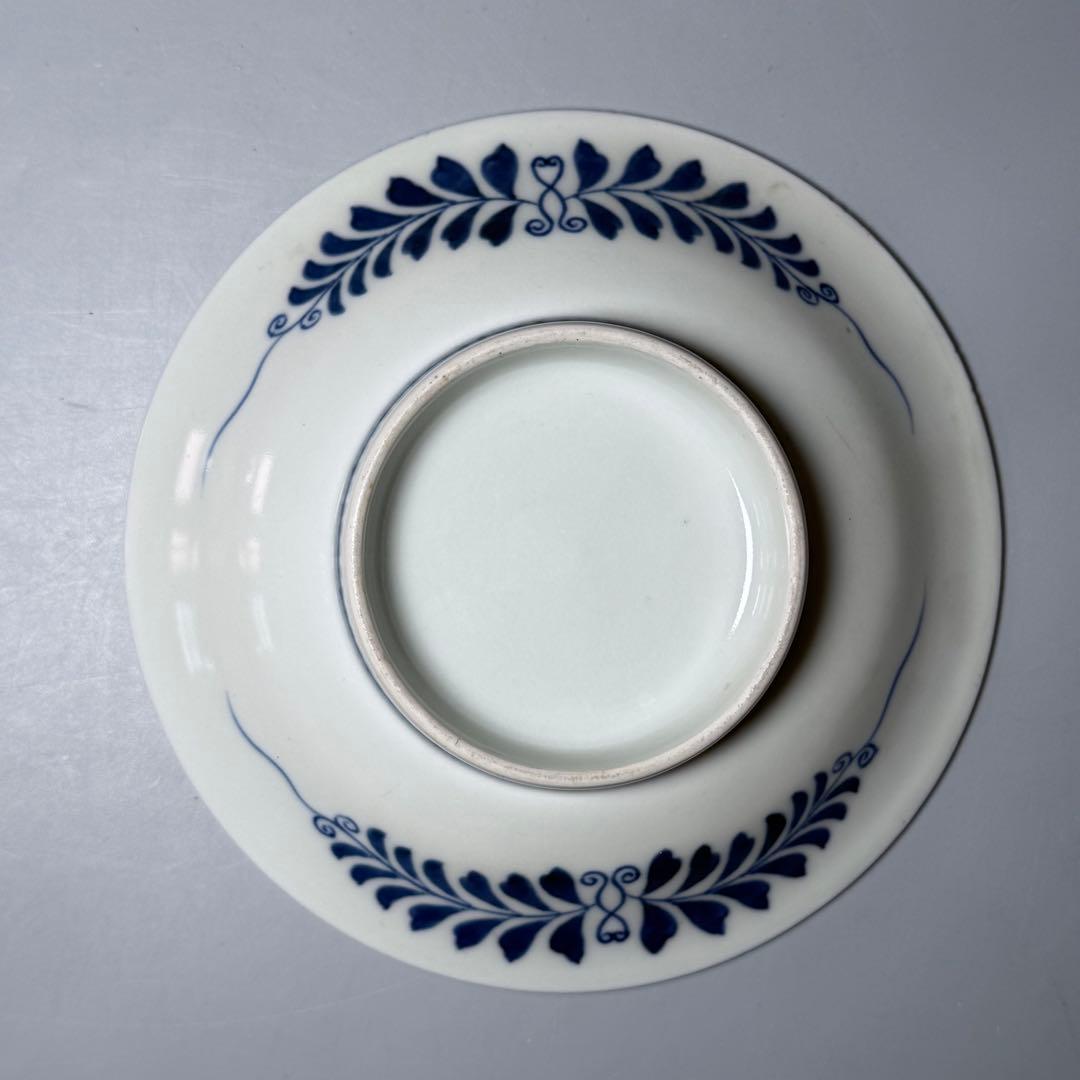 後期鍋島 1850-1870年代 染付網干文皿 古美術 献上鍋島図録掲載