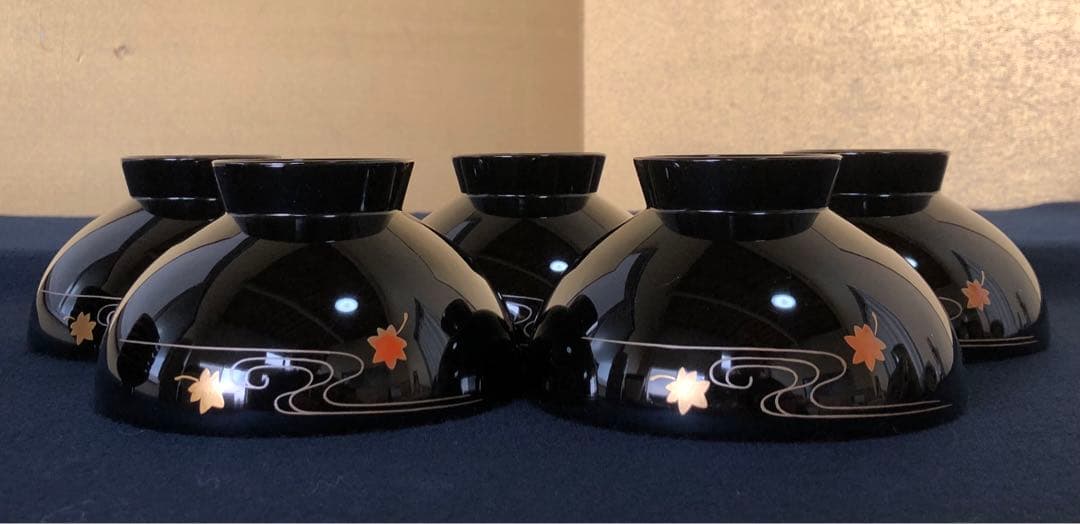 《レ》輪島塗 流水雲錦蒔絵 吸物椀5客 わじま龍作 共箱　251030う2