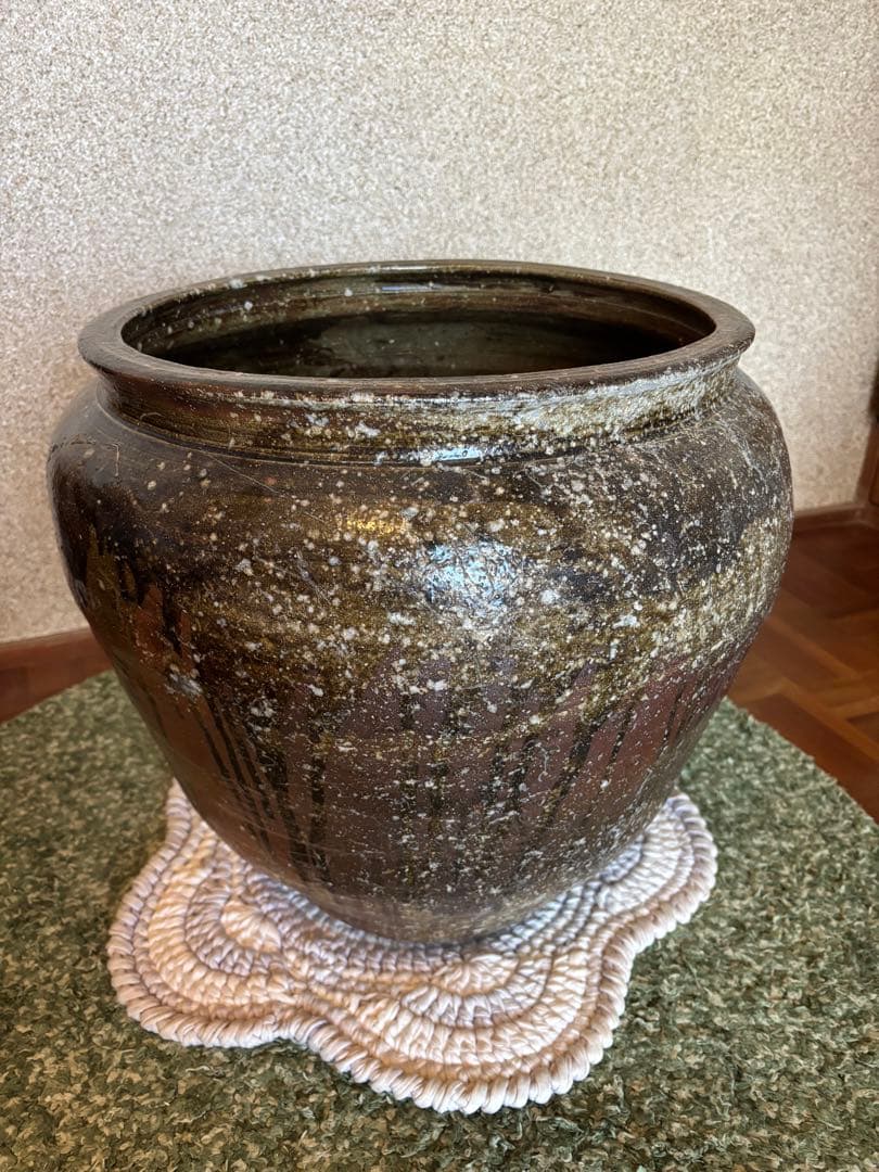 丹波焼 赤土部灰釉甕 大壺 時代物 骨董品アンティーク 丹波焼 赤土