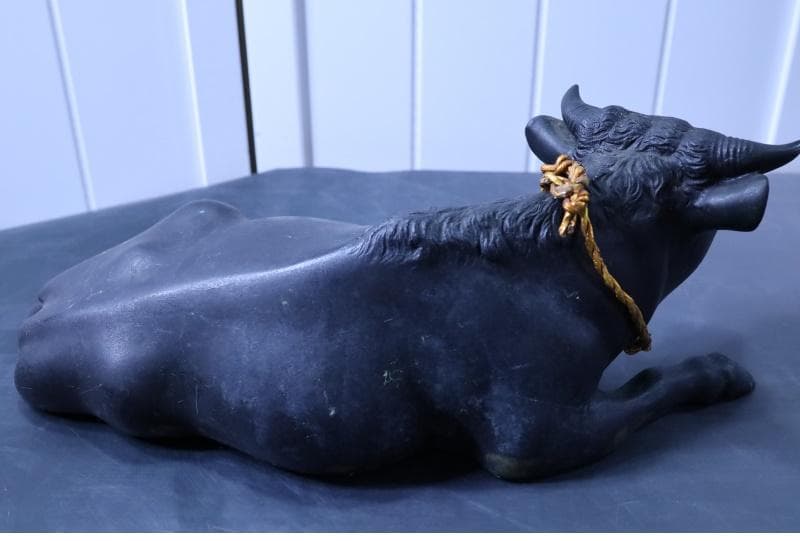 高岡銅器◇鋳銅古銅【夫婦牛】床置き 全幅33㎝/28㎝ 重さ4.2キロ/2キロ