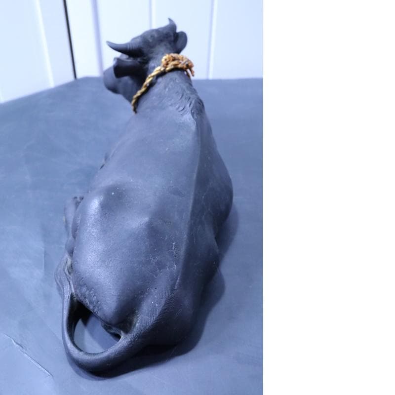 高岡銅器◇鋳銅古銅【夫婦牛】床置き 全幅33㎝/28㎝ 重