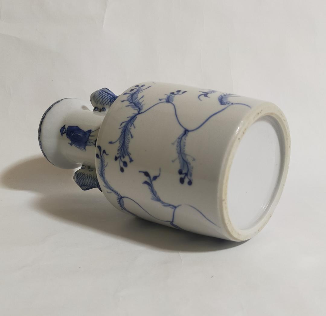 九谷焼双魚耳高砂華入陶源製